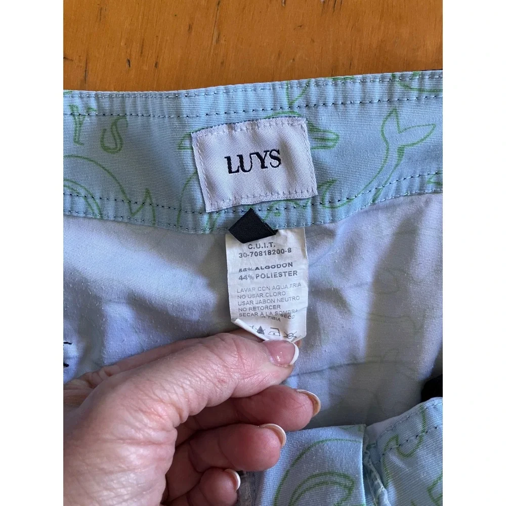 LUYS Board Shorts Mens 34 Blue Dolphin Print Surf Swim Trunks Pockets